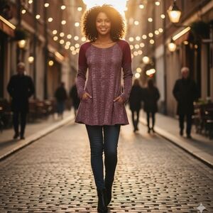 New Directions Maroon/Purpleish Long Sleeve